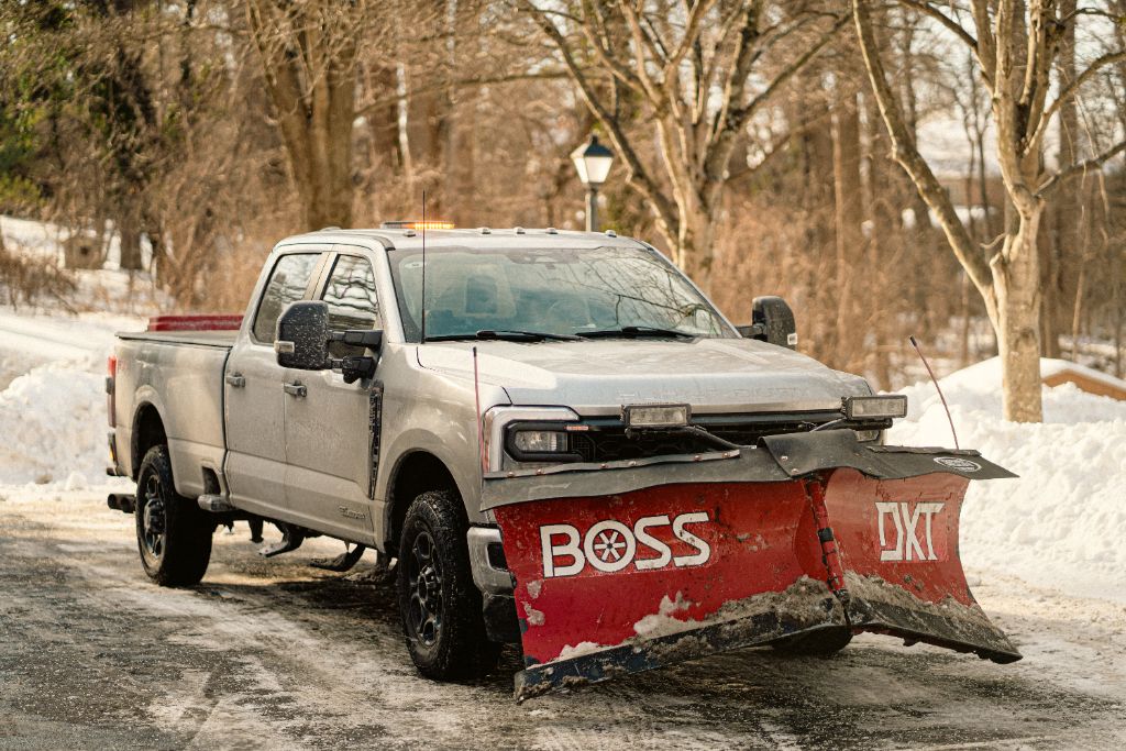 Ford Super Duty with BOSS DXT plow — Avalon snow operations